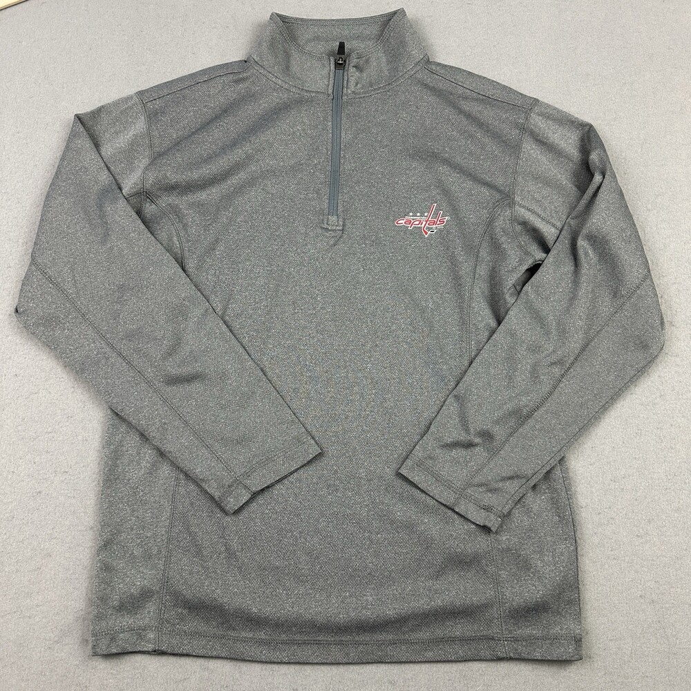 Washington Capitals Sweater Men Small Gray Solid 1/4 Zip NHL Hockey Pullover S